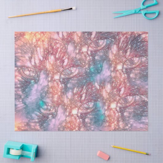 キャットアイズカラフルピンクティール(緑がかった色)シエレガントックな質感 薄葉紙 (クラフト)