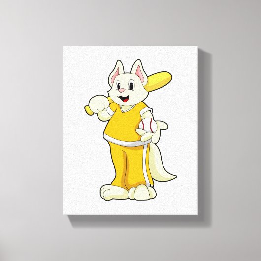 キャットアットベースボールこうもり キャンバスプリント (正面)