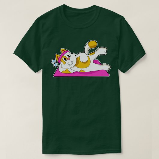 キャットアットヨガストレッチエクササイズ Tシャツ (デザイン正面)