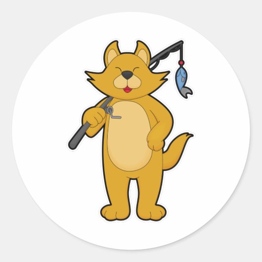 キャットアット魚釣りと魚釣りロッド&フィッシュ ラウンドシール (正面)