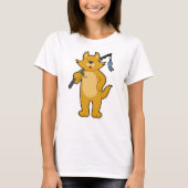 キャットアット魚釣りと魚釣りロッド&フィッシュ Tシャツ (正面)