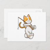 キャットアット魚釣りと魚釣り棒 ポストカード (正面/裏面)