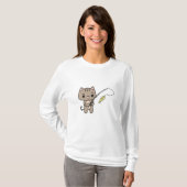 キャットアット魚釣りと魚釣り棒 Tシャツ (正面フル)