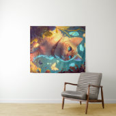 キャットアニマル絵画ポートレートのペットキャラクター タペストリー (インサイチュ(横))