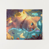 キャットアニマル絵画ポートレートのペットキャラクター タペストリー (正面(横))