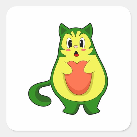 キャットアボカド スクエアシール (正面)