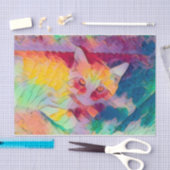 キャットアポップ・アートのートカラフルイエローピンクブルーヒッピー 薄葉紙 (クラフト)