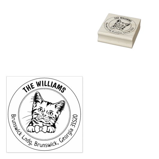 キャットアメリカンショートヘアファミリー差出人住所 ラバースタンプ (押印)
