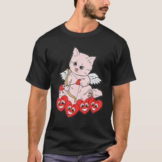 キャットアローハートバレンタインデーかわいい子猫子猫L Tシャツ (正面)
