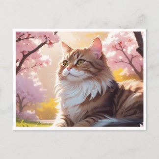 キャットアンダー桜ツリー葉書 シーズンポストカード