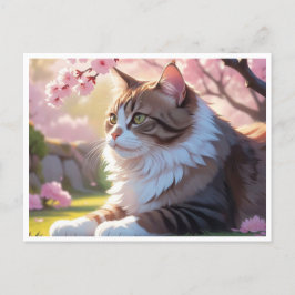 キャットアンダー桜ツリー葉書 ポストカード