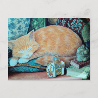 キャットアンドインディアンゾウデザイン ポストカード