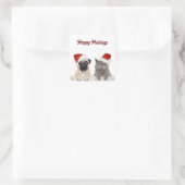 キャットアンドドッグメリークリスマス スクエアシール (バッグ)