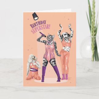 キャットアンドドッグ誕生日スーパースター カード