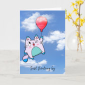 キャットアンドバルーンこんにちは カード (黄色い花)