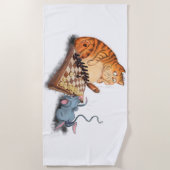 キャットアンドマウス遊チェス漫画スケッチおもしろい ビーチタオル (正面)