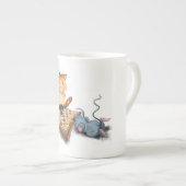 キャットアンドマウス遊チェス漫画スケッチおもしろい ボーンチャイナマグカップ (正面右)