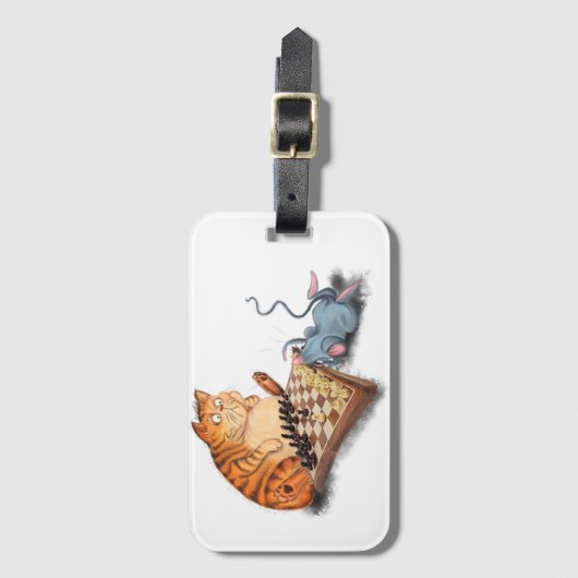 キャットアンドマウス遊チェス漫画スケッチおもしろい ラゲッジタグ (正面縦)