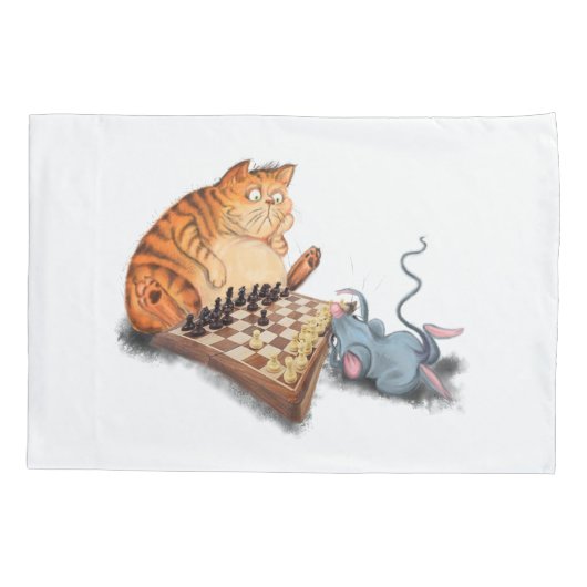 キャットアンドマウス遊チェス漫画スケッチおもしろい 枕カバー (裏面)