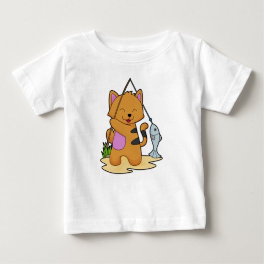 キャットアースフィッシャ魚釣りロッド&フィッシュ ベビーTシャツ (正面)