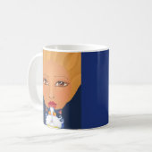 キャットアートコーヒーマグを持つ女の子 コーヒーマグカップ (正面左)