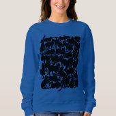 キャットアートジャージー女子クラシックブラックキャットシャツ スウェットシャツ (正面)