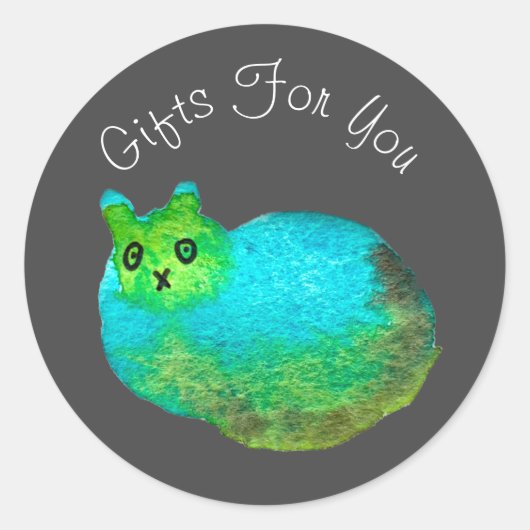 キャットアートモダンデザインギフト事業ブランディング ラウンドシール (正面)