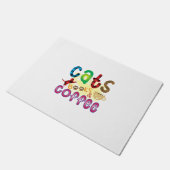 キャットアート猫ブックスコーヒー ドアマット (アングル)