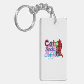 キャットアート猫ブックスコーヒー_2 キーホルダー (正面左)