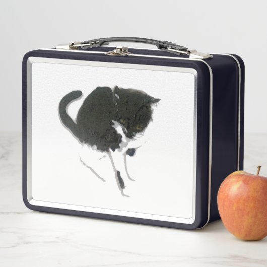 キャットアート白黒子猫 メタルランチボックス (インサイチュ)