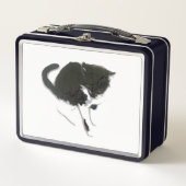 キャットアート白黒子猫 メタルランチボックス (正面)