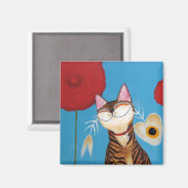 キャットアート – ケンゾフラワー マグネット (正面/裏面)