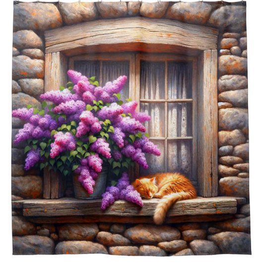 キャットアート シャワーカーテン (正面)