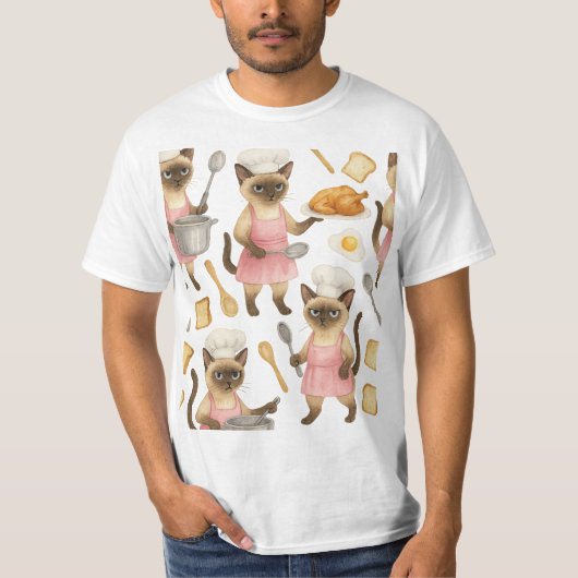 キャットイズ料理フードブレックファースト Tシャツ (正面)