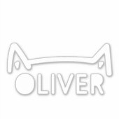 キャットイヤーカーデカール名前をカスタムするホワイトウィンドウバンパー シール (正面)