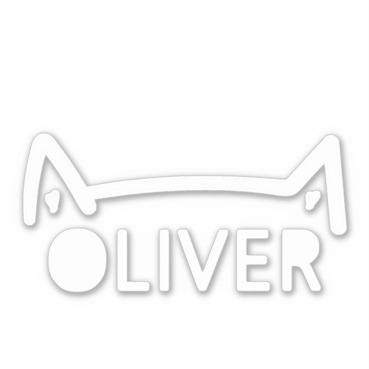 キャットイヤーカーデカール名前をカスタムするホワイトウィンドウバンパー シール (正面)