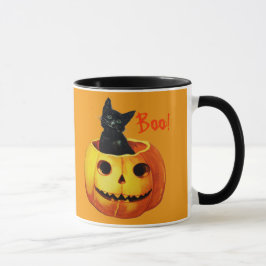 キャットインカボチャヴィンテージハロウィーンコーヒーマグ マグカップ