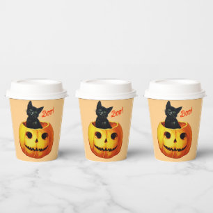 キャットインカボチャヴィンテージハロウィーンコーヒーマグ 紙コップ