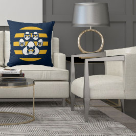 キャットインサングラスオンサンセットポーズヴィンテージネイビー クッション