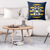 キャットインサングラスオンサンセットポーズヴィンテージネイビー クッション