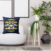 キャットインサングラスオンサンセットポーズヴィンテージネイビー クッション