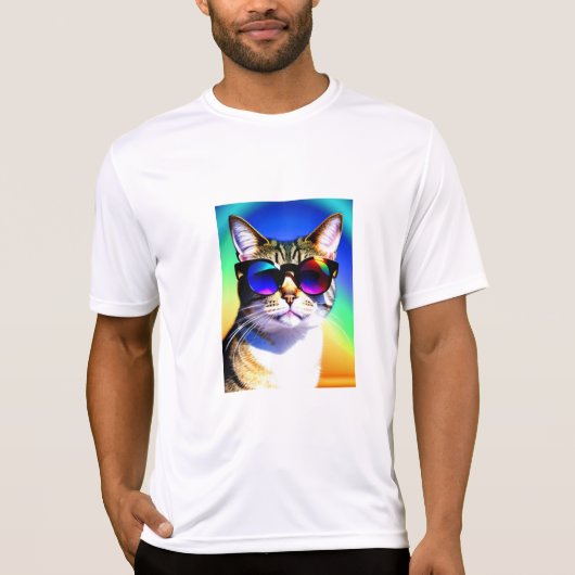 キャットインサングラスヘッド顔 Tシャツ (正面)