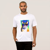 キャットインサングラスヘッド顔 Tシャツ (正面フル)