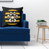 キャットインサングラスヴィンテージサンセットポーズ金ゴールドブラック クッション