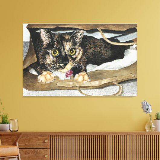 キャットインザバッグウォーター絵画カラーキャンバスプリント キャンバスプリント (インサイチュ (リビング))