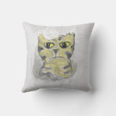 キャットインスノーフォーク絵画アートズウィンターデザイン クッション (裏面)