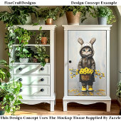 キャットインバニーコート、花のバスケットBU4デコパージュ 薄葉紙