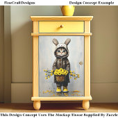 キャットインバニーコート、花のバスケットBU4デコパージュ 薄葉紙