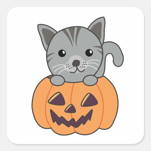キャットインパンプキンスイートキャッツハッピーハローウィンスクエアS スクエアシール (正面)