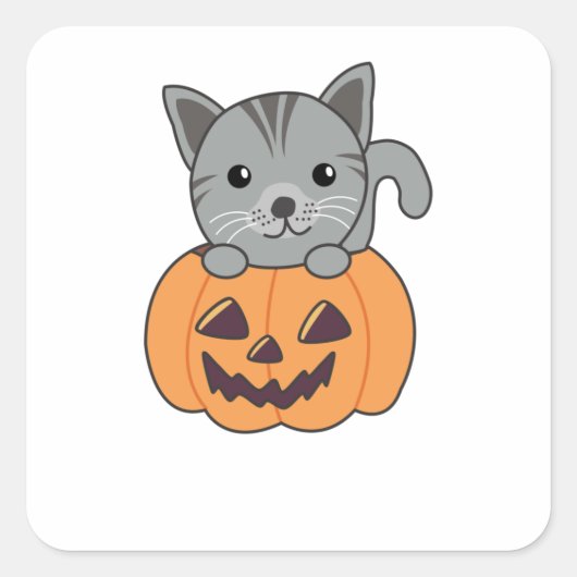 キャットインパンプキンスイートキャッツハッピーハローウィン スクエアシール (正面)